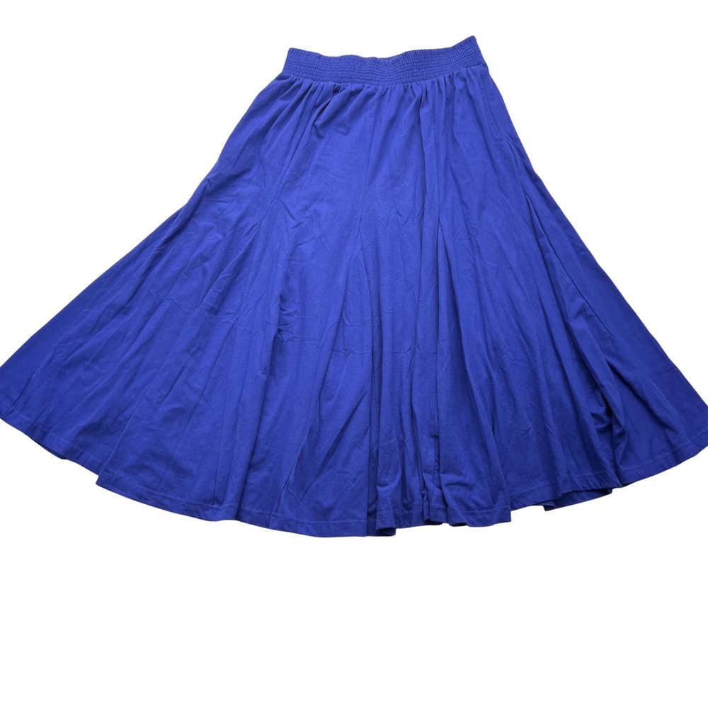 Woman Within Midi Skirt M Purple Elastic Waist Pockets‎ A-Line VTG 90s Pull On